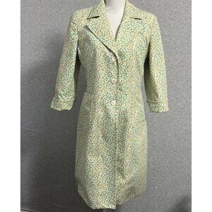 Vintage 90s Express Coat Womens M/L Green Floral Whimsical Fairy Cottagecore